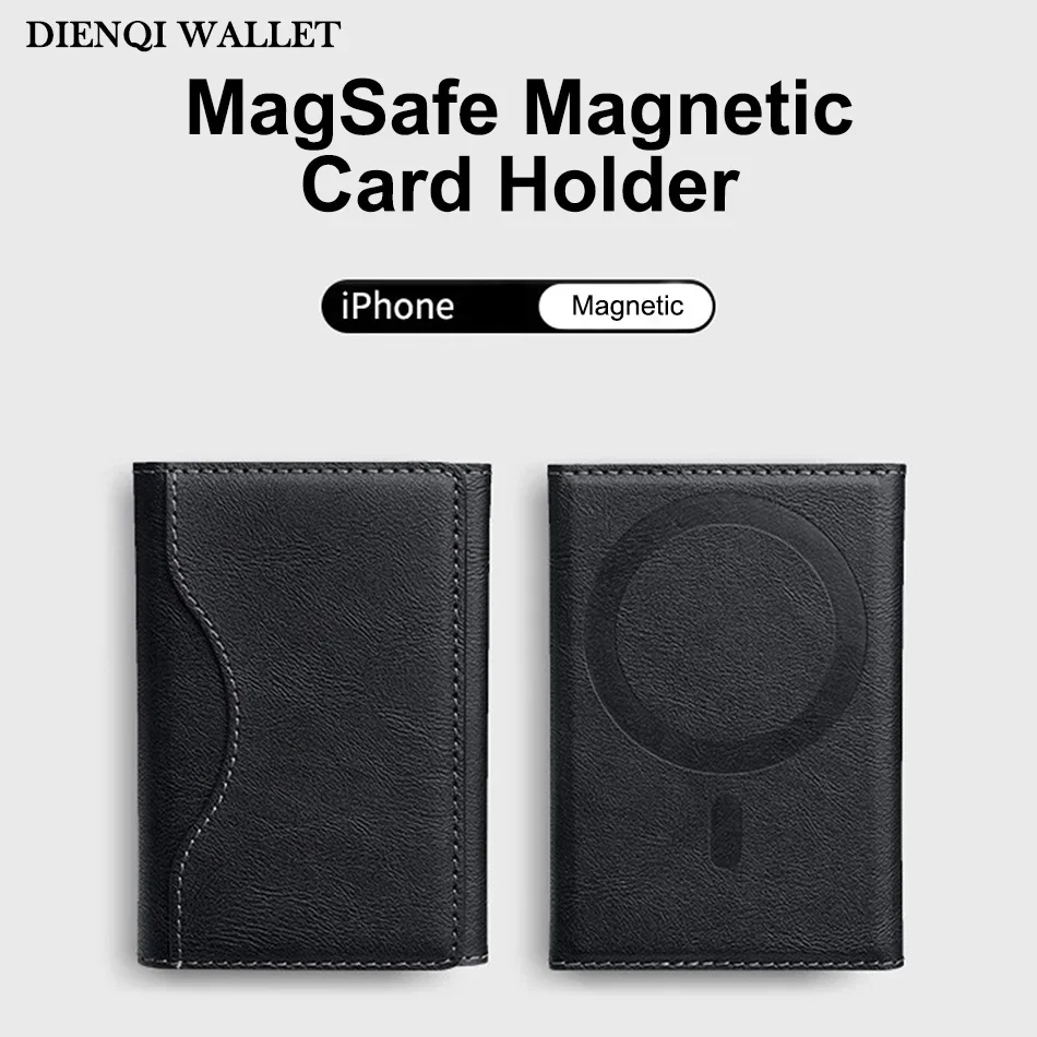 Trifold Magnetic Phone Wallet PU Leather Card Bag Magsafe Card Holder Wallet dla Apple IPhone 16 15 12 13 14 Pro Max Plus Mini