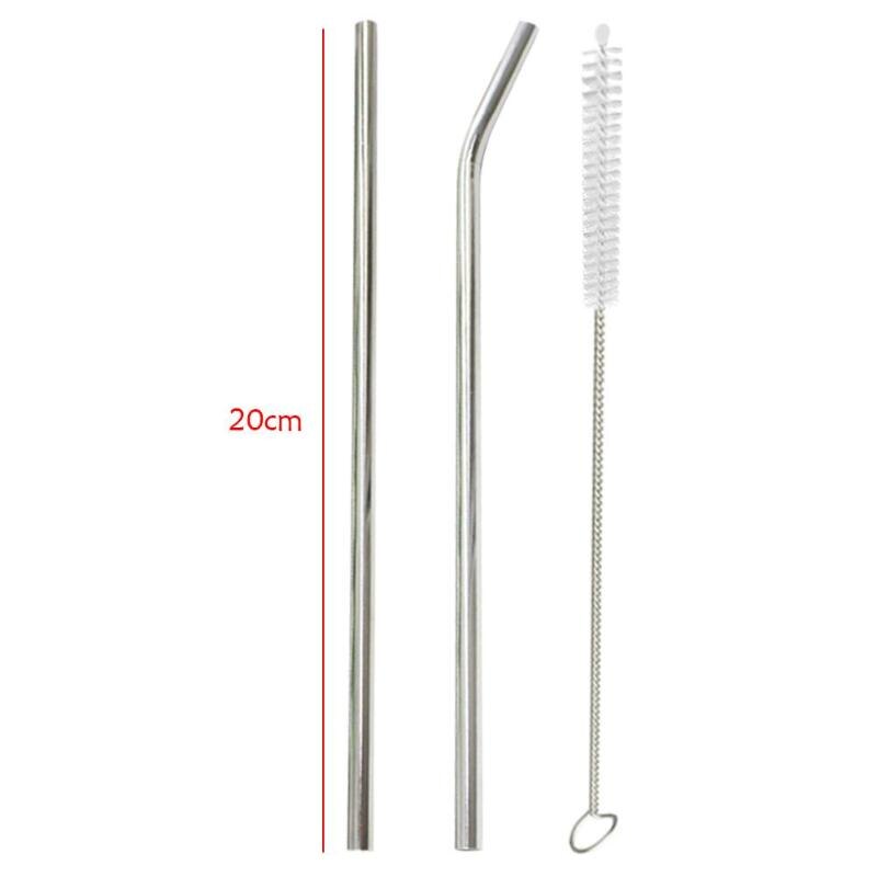 Pailles en métal réutilisables, 1, 4, 6, 8 pièces, en acier inoxydable, avec brosse de nettoyage, accessoires pour tasses et bars