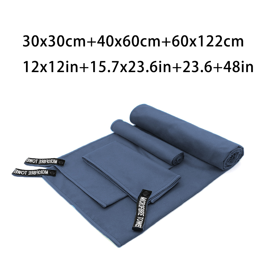 3- stuks microvezel sporthanddoeken, sneldrogend, absorberend, compact en lichtgewicht, ideaal voor op reis, strand, wandelen, de sportschool, het zwembad en kamperen.