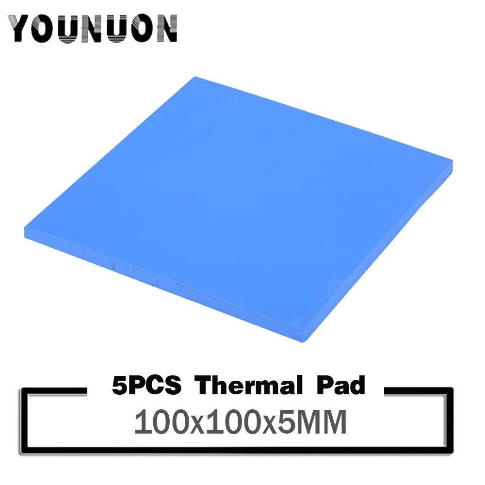 YOUNUON-almohadilla térmica de 100x100x5mm, hoja de almohadilla térmica de silicona de 100x100mm de espesor, disipador térmico de Chip gráfico de CPU de ordenador, 5 uds.