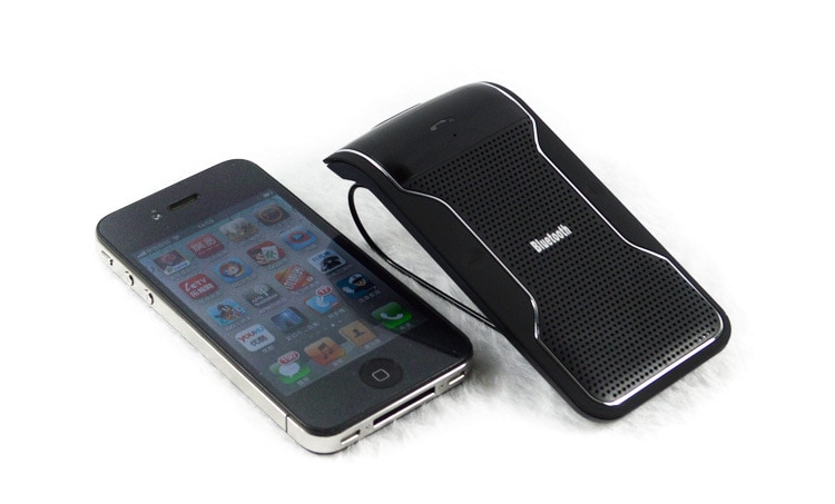 Handsfree Car Kit Speakerphone Wireless Black Bluetooth Sun Visor Clip 10m Distance For iPhone with Car Charger