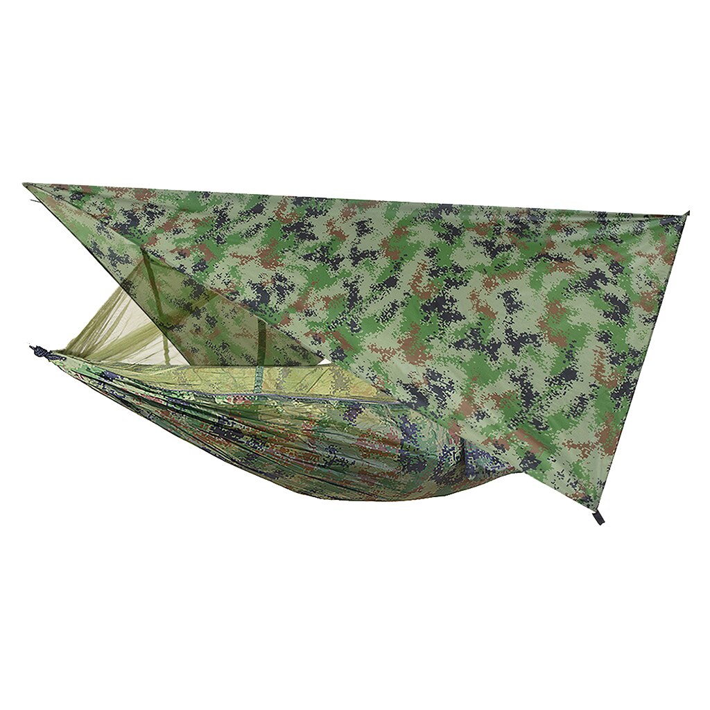 Outdoor Camping Hammock Swing Sleeping Tent Bed with Mosquito Bug Net and Waterproof Fly Tarp for Hiking Yard Backpacking: Green 4