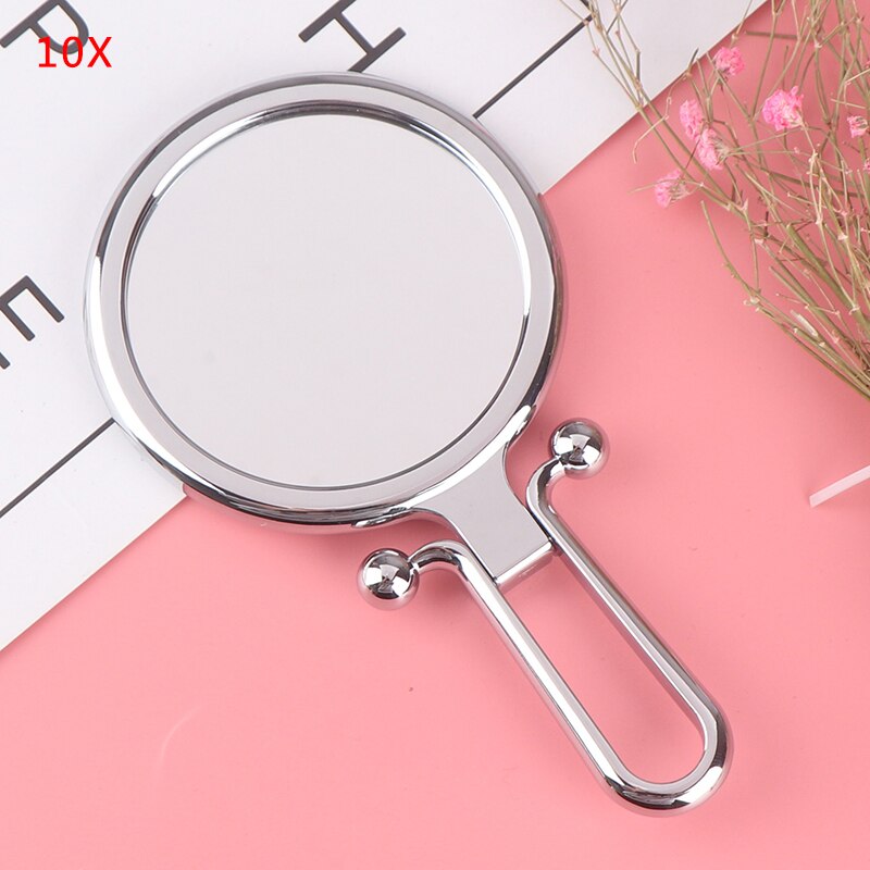 5/10X Magnifying Handheld Vanity Mirror Travel Folding Hand Held Round Shape Folding Adjustable Pedestal Makeup Mirror