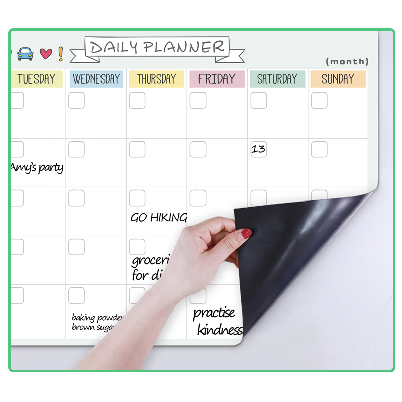 Magnetic Daily Weekly Monthly Planner Schedule Fridge Magnet Planning Organizer Agenda Message Drawing Memo Bulletin White Board