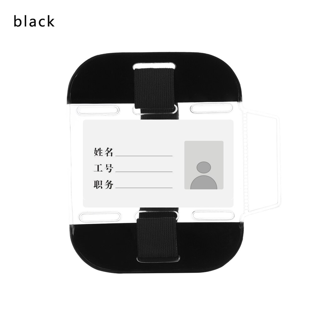 2020 przezroczyste etui na dowód osobisty powłoka ochronna widoczność opaska na ramię pokrowiec na karty karta pcv z długim rękawem materiały biurowe: czarny