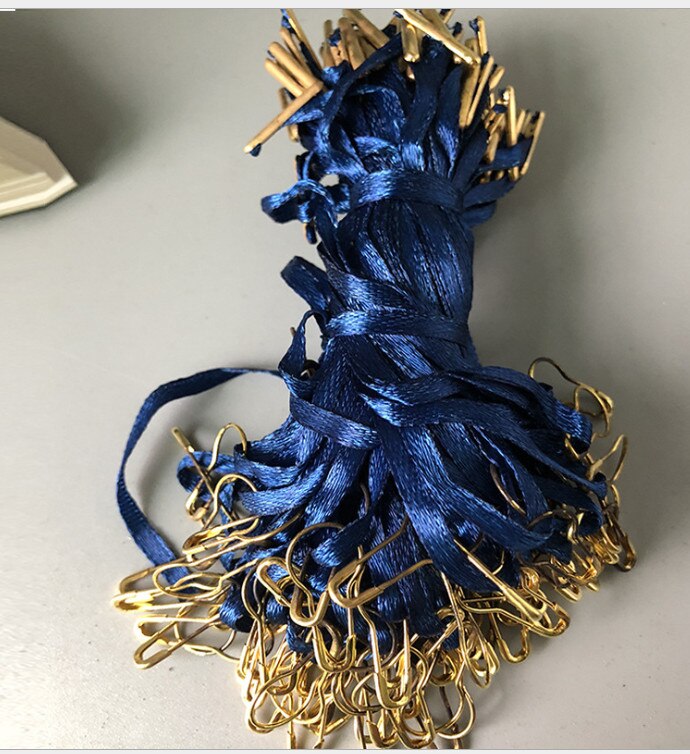 Hang Tag String with Safety Pin Garment Tag Roap Tickets Cord 500 Pieces a Lot 10cm: Blue golden