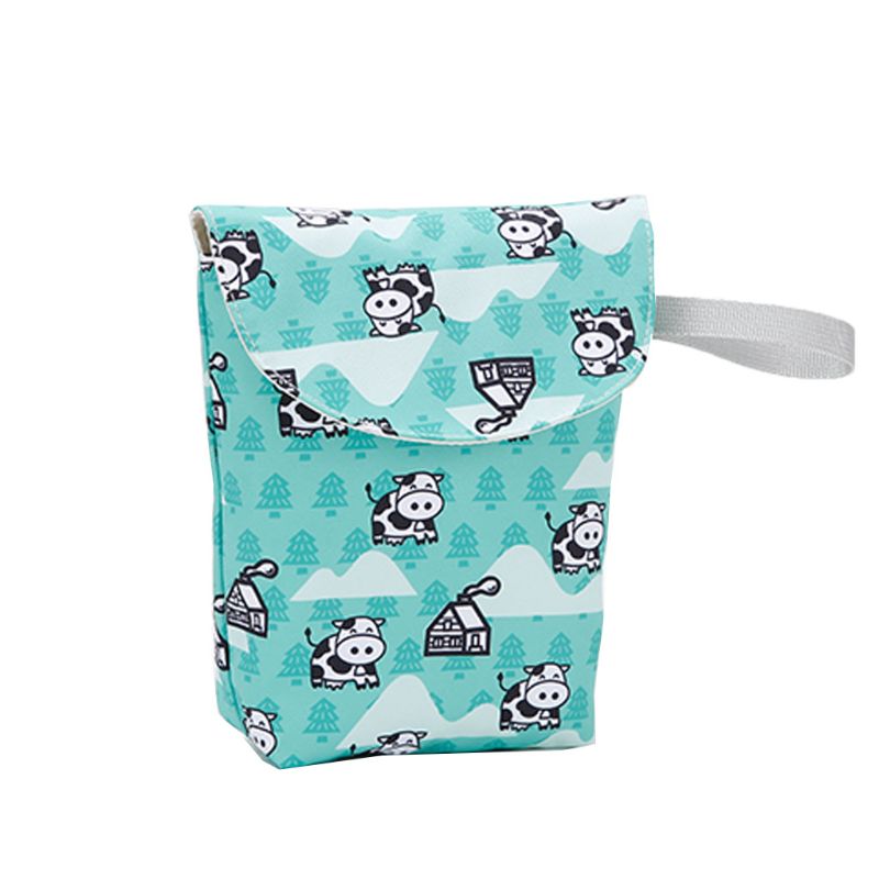 Dessin animé impression humide sac sec bébé couche-culotte sac organisateur réutilisable poche pour bébé sac à couches: Cow Size S