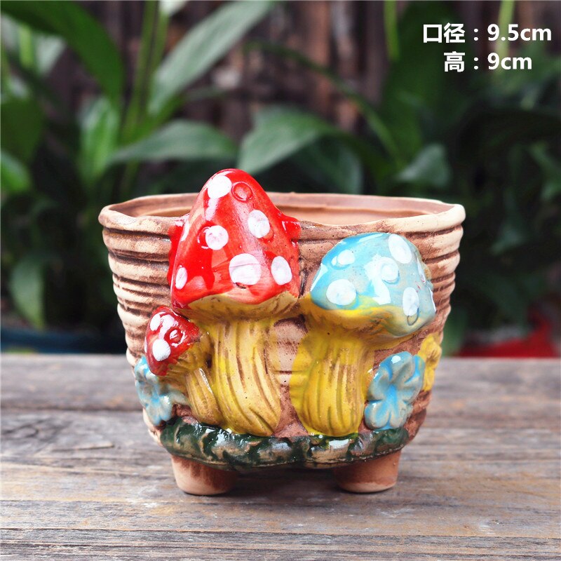 Paddestoel Steengoed Succulent Bloempot Woondecoratie Decoratie Creatieve Handgemaakte Gat Craft Succulent Bloempot: 1