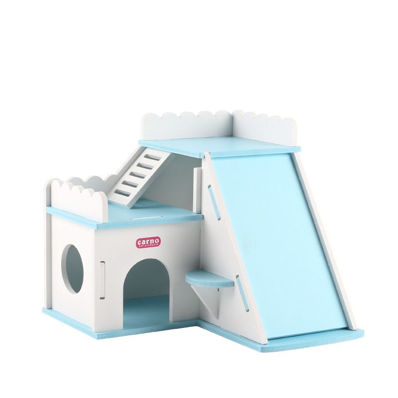 Bricolage souris hérisson Hamster maison en bois Villa de luxe avec échelle coulissante chambre sur le toit petit animal de compagnie Cage lit jouer jouet
