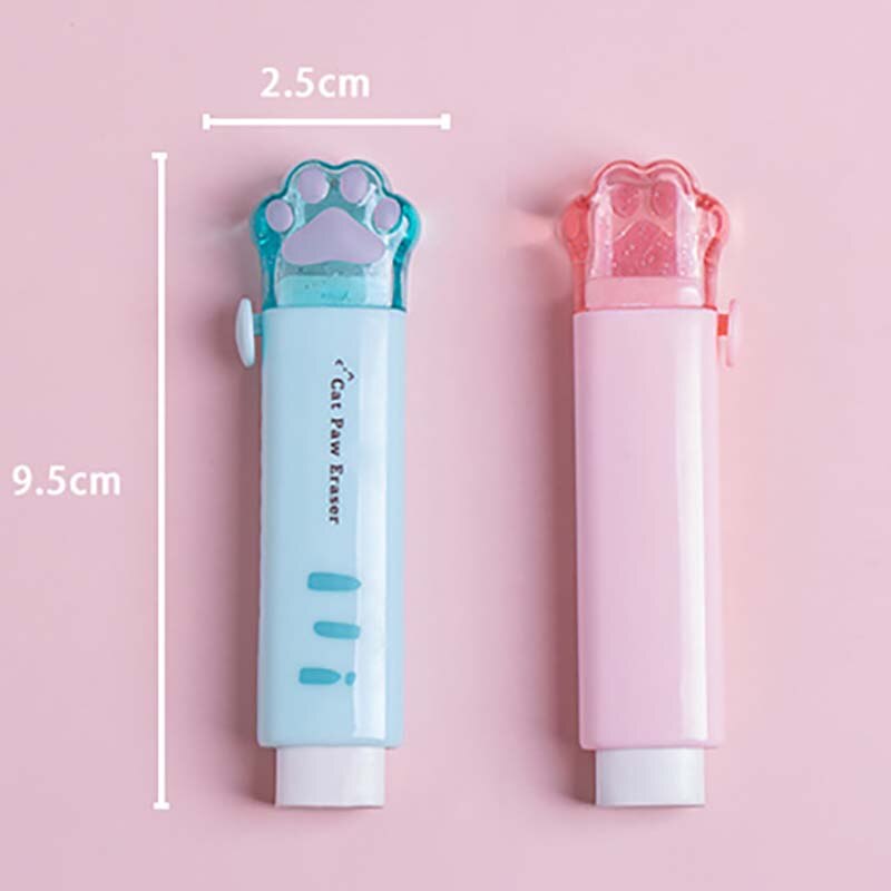 Kawaii Cute Cat Paw Pencil Eraser Push Pull Eraser for Kids Drawing Painting Clean Tools School Supplies