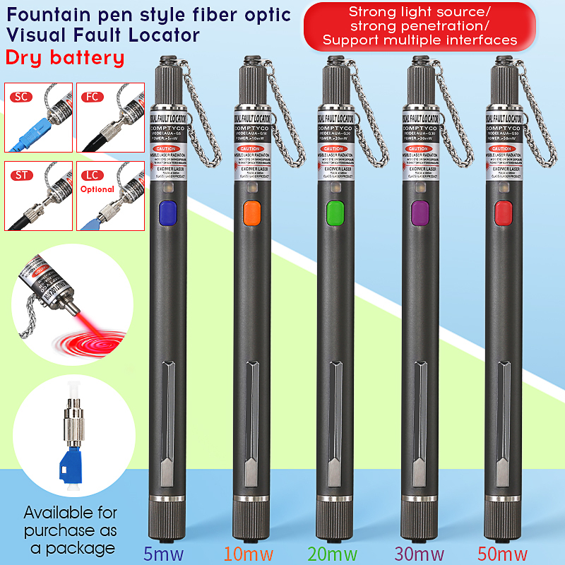 COMPTYCO FTTH Visual Fault Locator Optical Fiber Cable Tester Tool 5/10/20/30/50MW VFL 2.5MM(SC/FC/ST) Interface