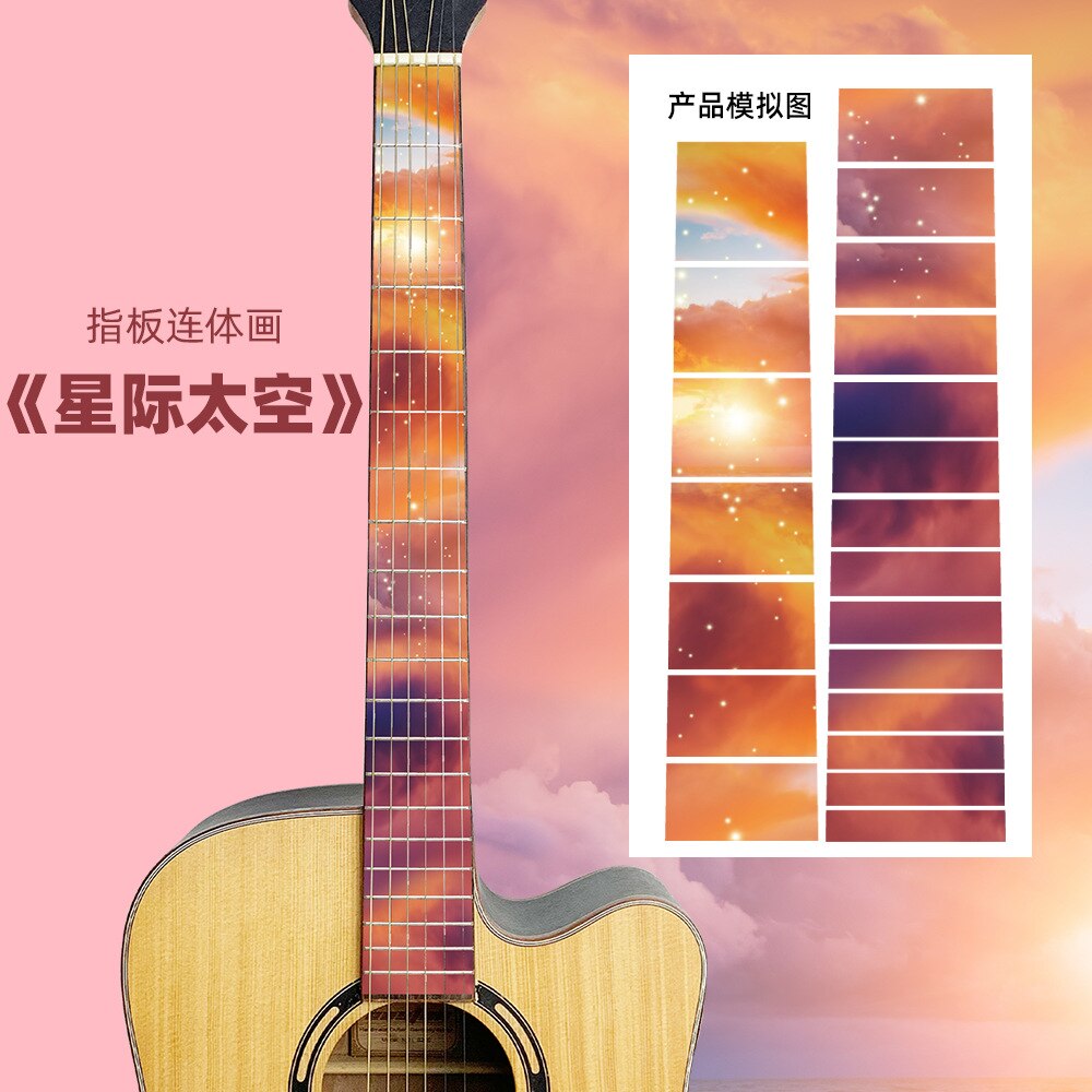 Gitaar fretboard stickers inlay glitter sticker gitaarhals kop guitarra bas ukelele dunne sticker guitarra accessoires: Stijl 17