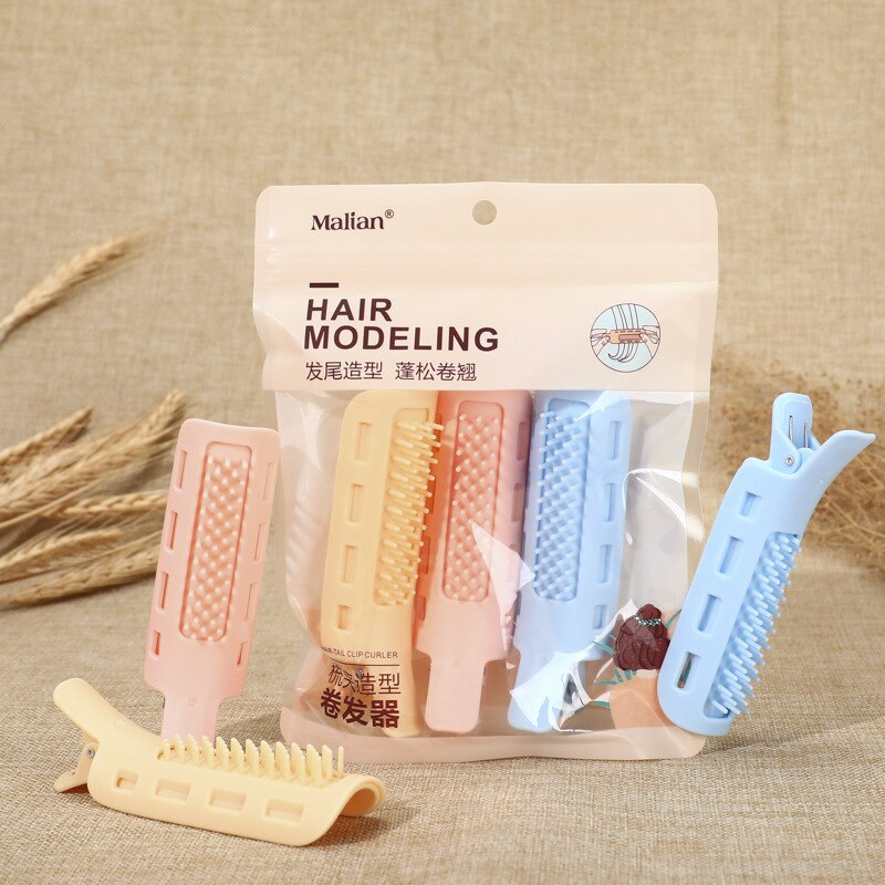 3 Pcs Portable Plastic Curling Iron Set Curler Hair Styler Fluffy Natural Curling Comb Clip Styler Hair Rollers Styling DIY Tool