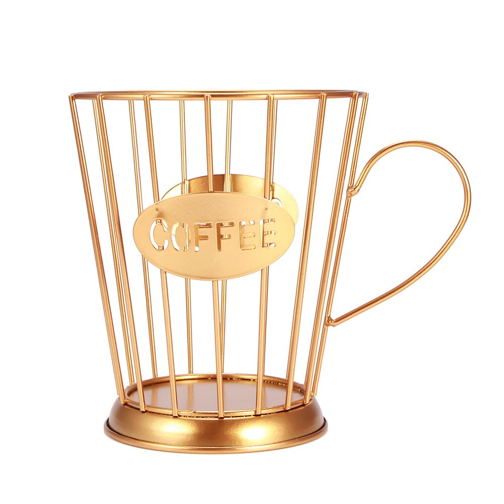 Iron Fruit Basket/Coffee Capsule Storage Basket Coffee Cup Shape Fruit Coffee Pod Storage Box For Home Cafe Decoration: Golden S