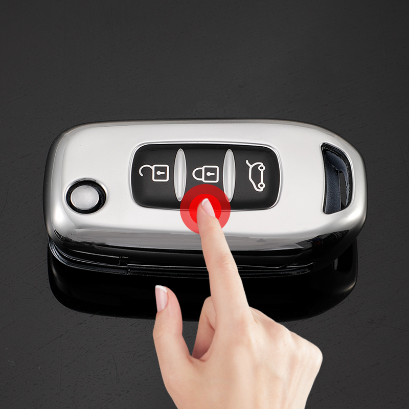 TPU Car Flip Key Case Cover Keychain Protector for Renault Kadjar Captur Megane Sandero Stepway Logan Clio 5 Arkana