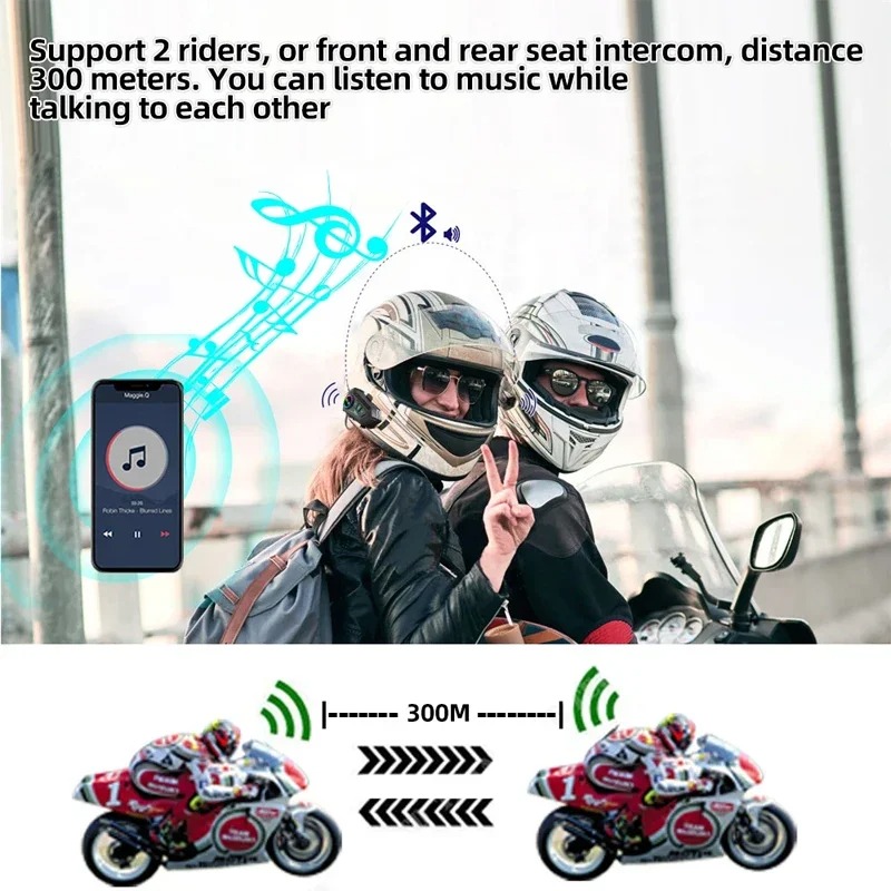 Motorrad Helm Intercom Bluetooth Headset Wasserdichte Drahtlose Freisprecheinrichtung Interphone Helm Lautsprecher Kopfhörer Kopfhörer