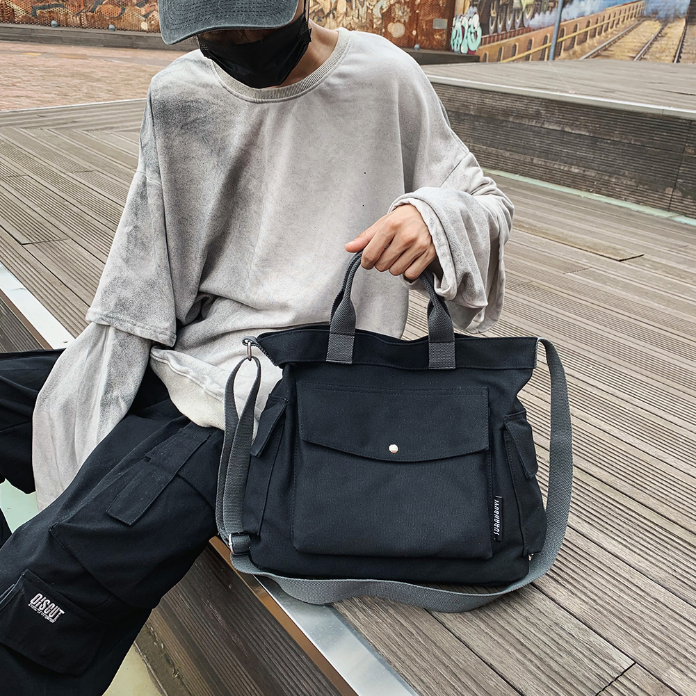 Canvas crossbodytas voor dames, grote capaciteit, messenger bag, casual, verstelbare riem, eenvoudige, draagbare boodschappentas, forenzentas