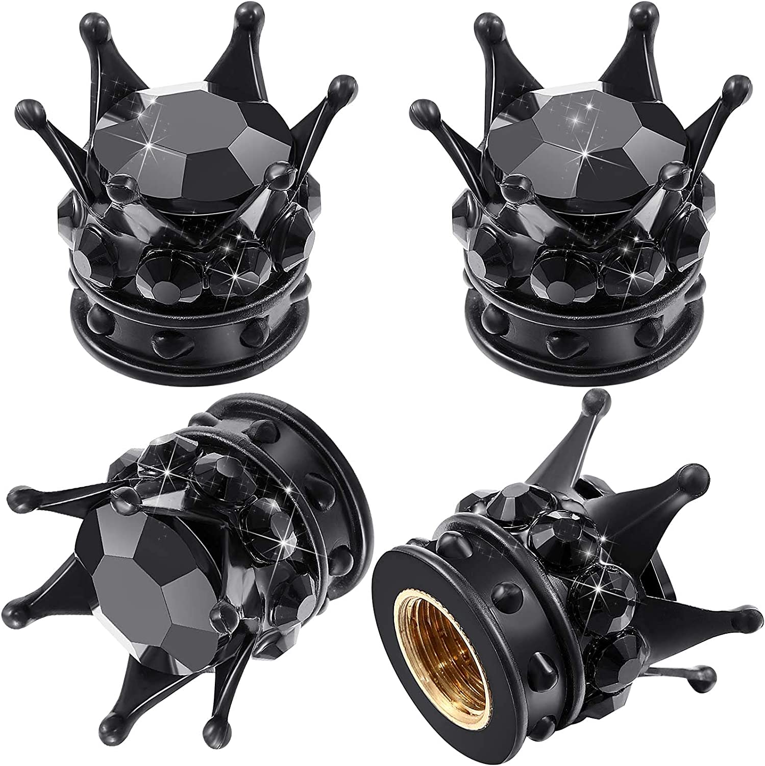 4 Pcs Crown Tire Valve Stem Caps Bling Crystal Rhinestone Universal Chrome Crown Vehicle Car Tire Caps Covers Autos Accesorios: Ivory