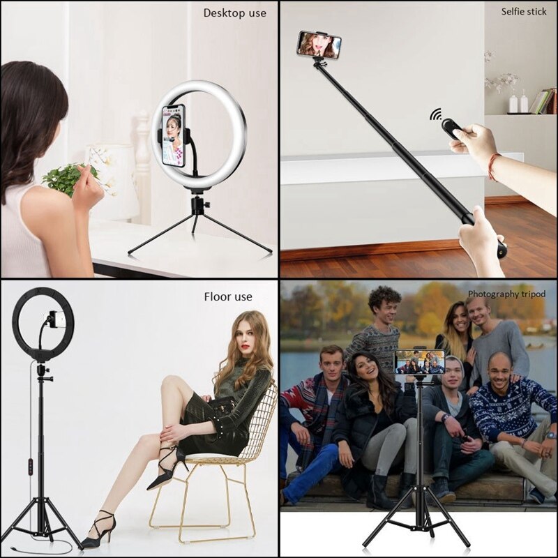 -Portable Rgb Ring Light With Tripod 10 Inch Fill Light Led Live Light Mobile Phone Universal Selfie Stick