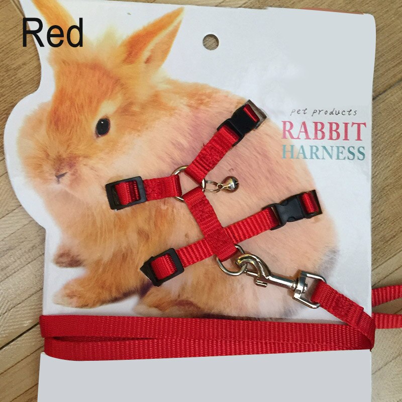 Kæledyr kanin blødt sele snor justerbar kanin trækkraft reb til løbende gang wxv: Rød