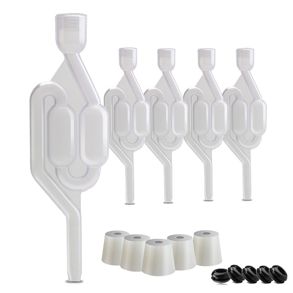 Air Lock in Fermentation,5 pcs S-shape Air Locks with Silicone Rubber Stopper &amp; Grommets,Food Grade Fermentation Seal Valve: Default Title