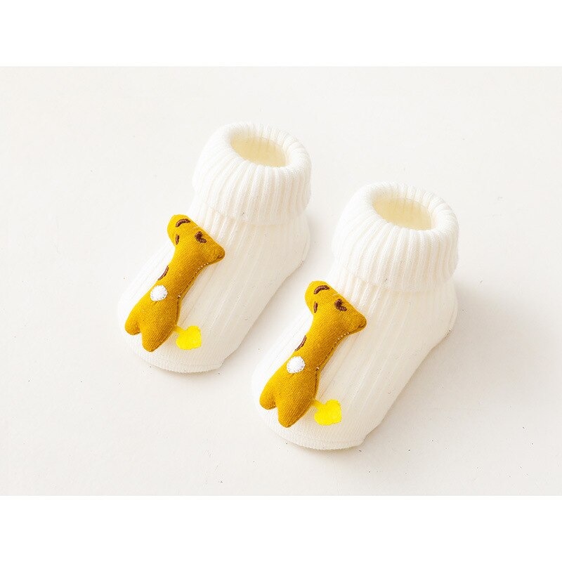 Karikatur Puppe Anti Unterhose Baby Socken Nette Herbst Winter Warme Kleinkind Kleinkind Socken Weiche Elastische Neugeborenes Mädchen Jungen Boden Socken: Weiß Giraffe