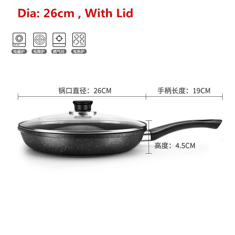 Band Marble Stone Nonstick Frying Pan with Heat Resistant Plastic Handle,Granite Induction Egg Skillet,Dishwasher Safe: D