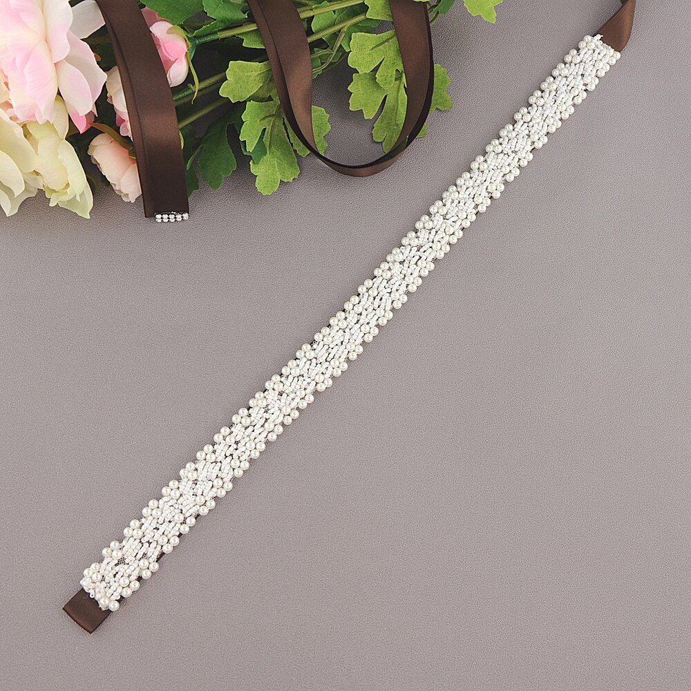 Parel Bruiloft Accessoires Riem Trouwjurk Riem Bruids Sjerp Bruids Jurk Riem Avond Party Jurken Accessoires SCS204: brown