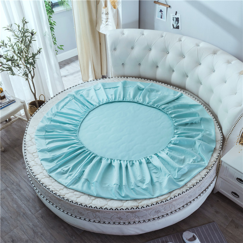 Elastische Ausgestattet Blatt Weichen Seidige Satin- Bettwäsche Einfarbig Bettdecke Matratze Abdeckung für Königin Runde Betten 220x220 230x230 Cm