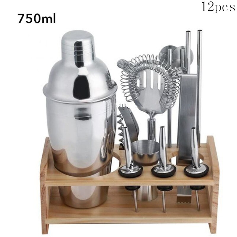 550Ml/750Ml Rvs Bar Cocktail Shaker Set Bar Party Barman Tool Met Wijnrek Stand Set tool