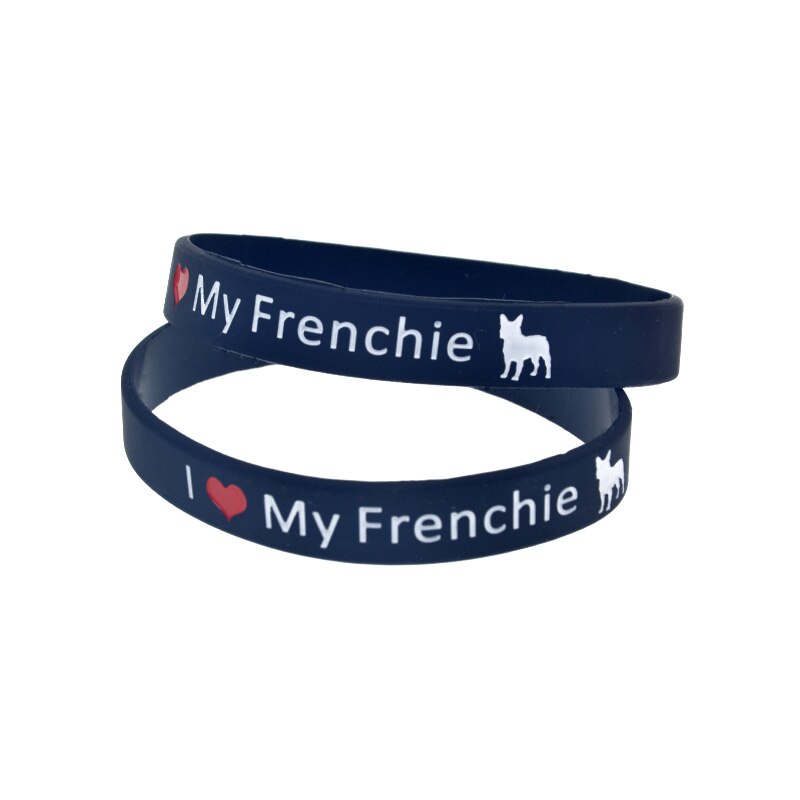 1Pc I Liefde Mijn Frenchie Bull Terrier Siliconen Armband Zwart