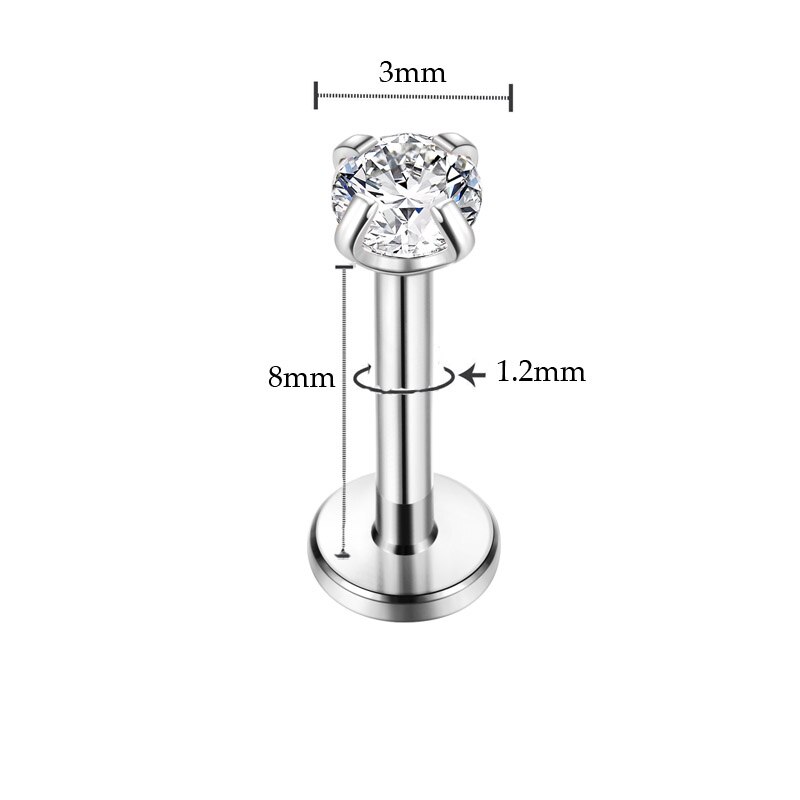 1 stuk Chirurgisch Staal Diverse Kleuren Zirkoon Labret Stud Lip Piercing Oorkraakbeen Tragus Helix Ring Charmant Sieraden