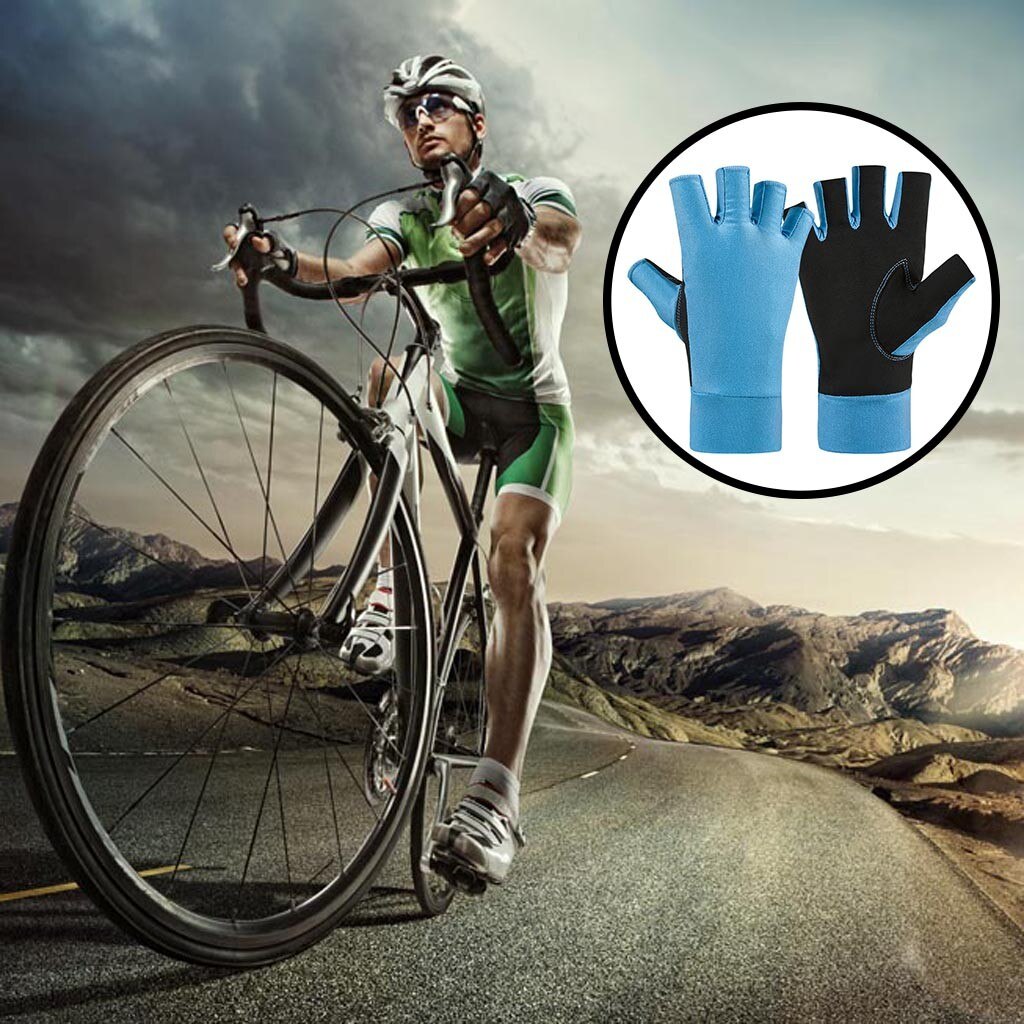 vélo demi doigt gants anti-dérapant choc pêche gants respirant UV Protection Sports de plein air gants vtt route gants