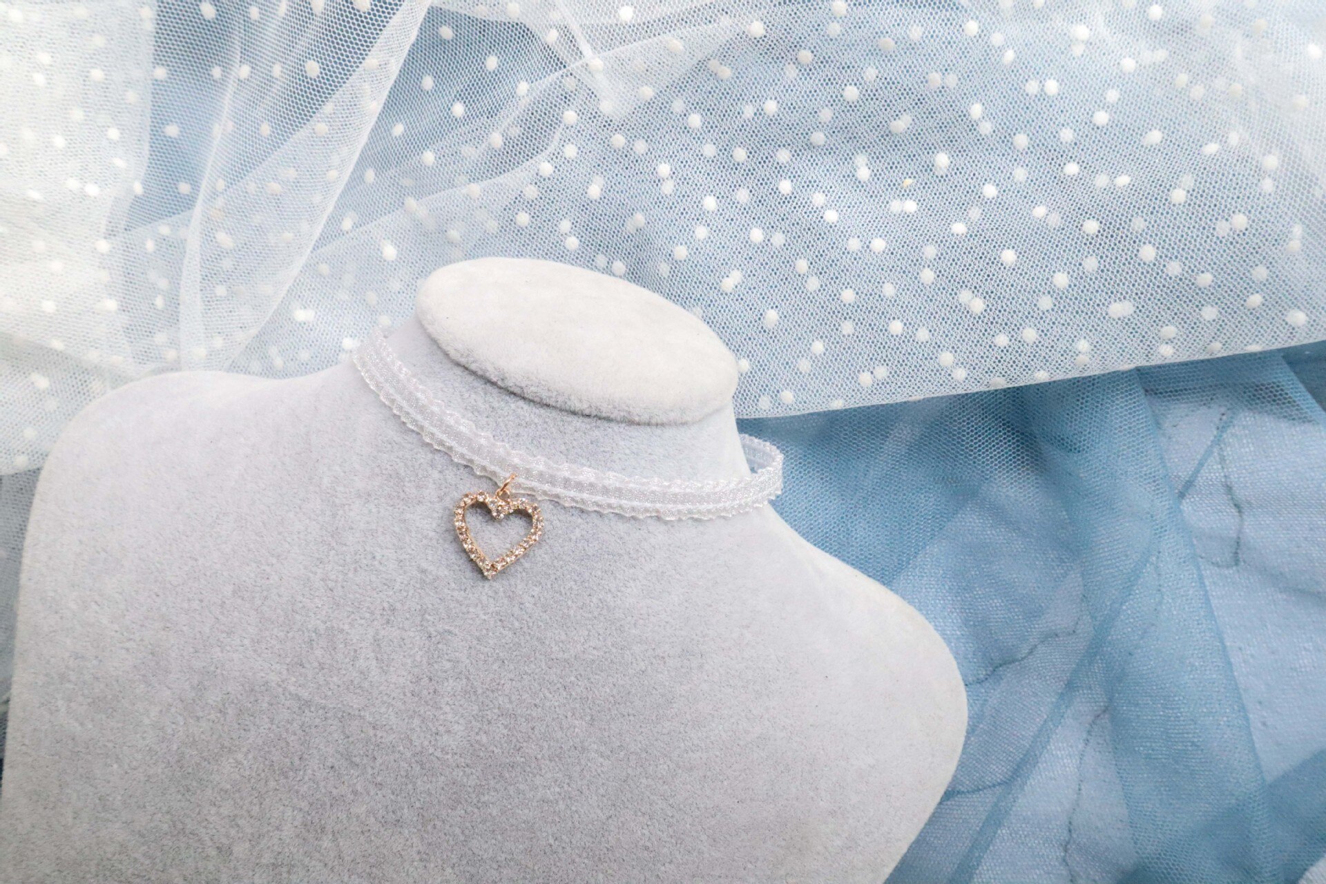 Sommer hjerte blonde choker halskæde hvidt bånd kort kraveben krave til kvinde smykker japan og korea stil: 5