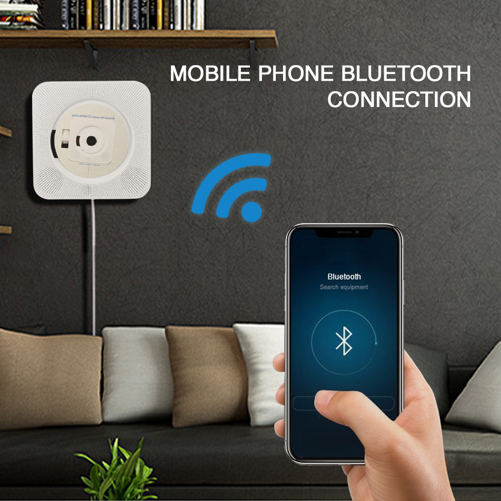 Et cd-afspiller vægmonterede bluetooth musikafspillere med fjernbetjening / 3.5mm hovedtelefonstik/ usb adapter understøtter fm radio  mp3