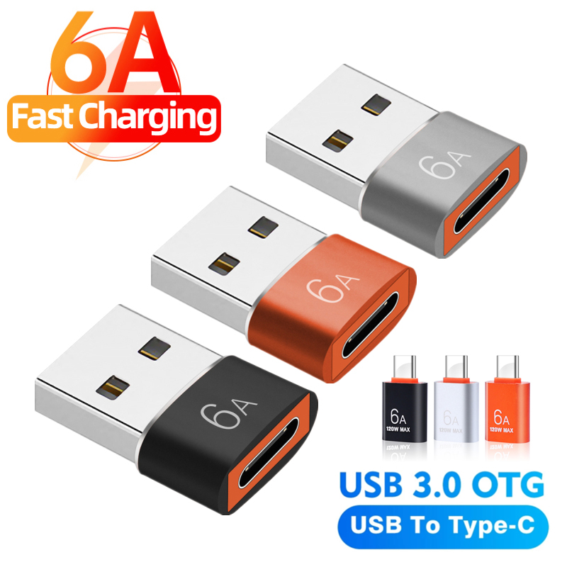 6-1szt. 6A Typ C żeński na USB A męski Adapter OTG Konwerter USB-C do Macbooka Xiaomi Samsung Oneplus Adapter złącza kablowego