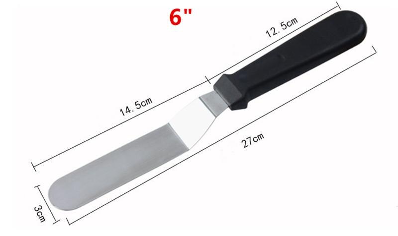 Roestvrij Staal Taart Spatel Schuine Icing Spatel Met Plastic Handvat-Cake Decorating Gereedschap Ustensiles Patisserie 6 ", 8" & 10": 6 INCH