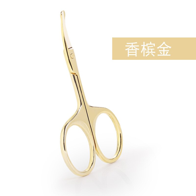 Acier inoxydable sécurité tête ronde petits ciseaux manuel ciseaux à sourcils barbe beauté ciseaux nez cheveux ciseaux G1225: gold