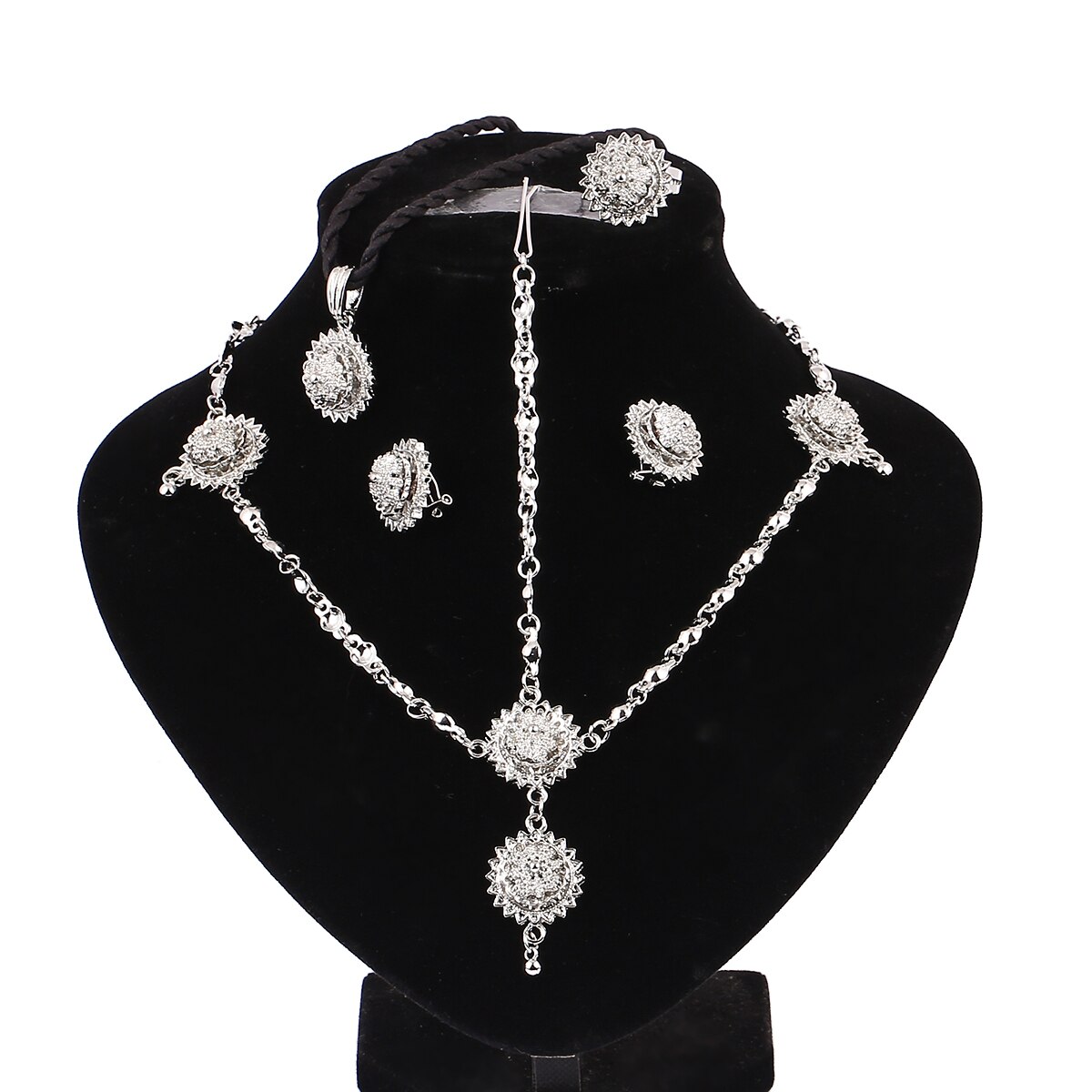 Ethiopian Jewelry 24k Gold Color For African Ethiopian Eritrean Habesha Jewelry Sets: Silver Plated