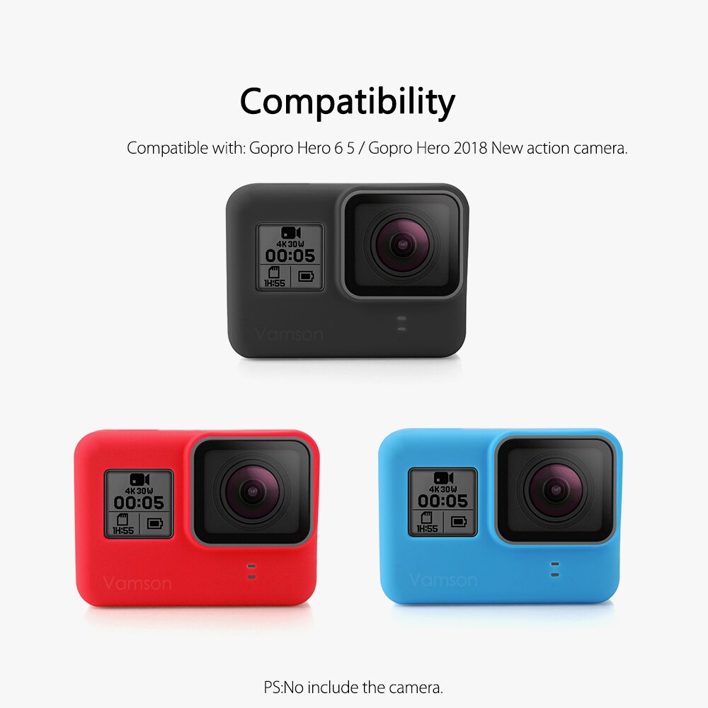 Vamson voor gopro hero 7 black 6 5 accessoireskit zachte siliconen beschermhoes voor gopro hero 7 6 5 black camera  vp629