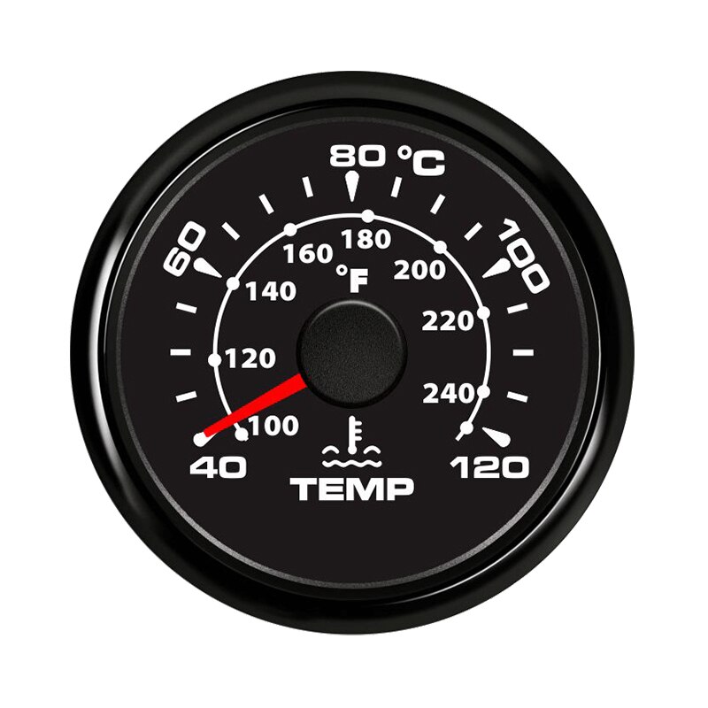 2 "Universal Water Temp Meter Auto Temperatuur Gauge Indicator Voor Motor Motorfiets Rv Auto Yacht Boot 12V 24V 8 Kleur Backlight: BN