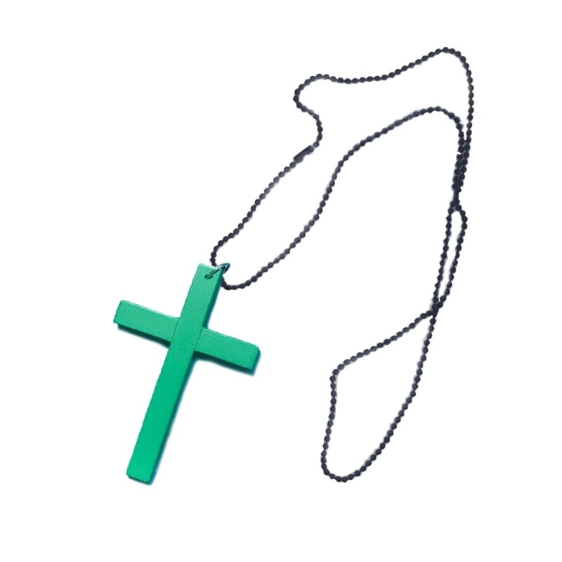 XX9B Houten Kruis Hangers Ketting Natuurlijke Houten Kruis Ambachten Sieraden Projecten Decor: green