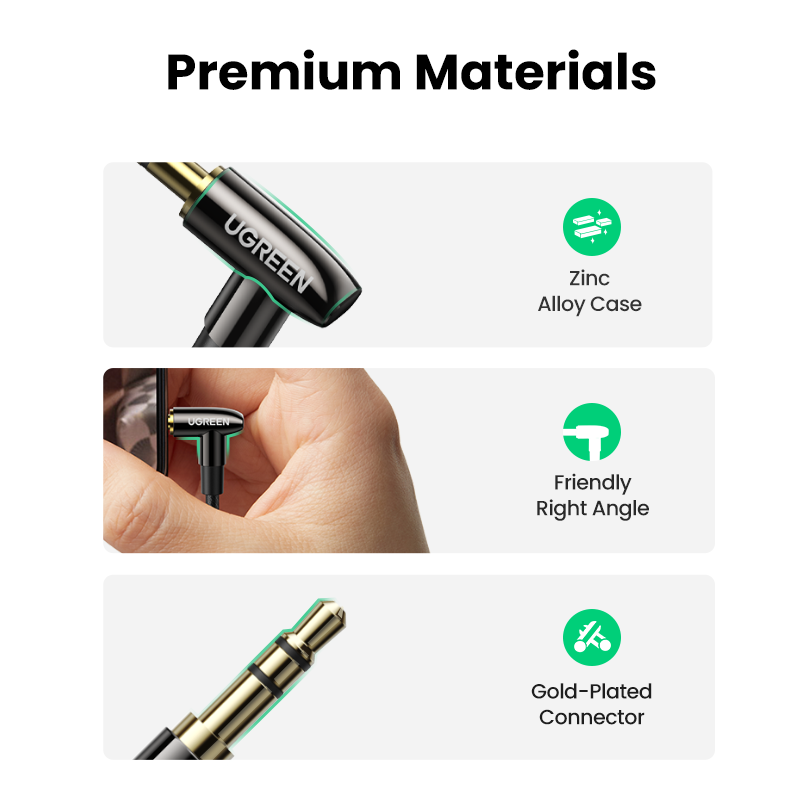Upgrade】UGREEN 3.5mm Audio AUX Cable Nylon Braided Aux Cord Male to Male Stereo Hi-Fi Sound Auxiliary Audio Cable for Car
