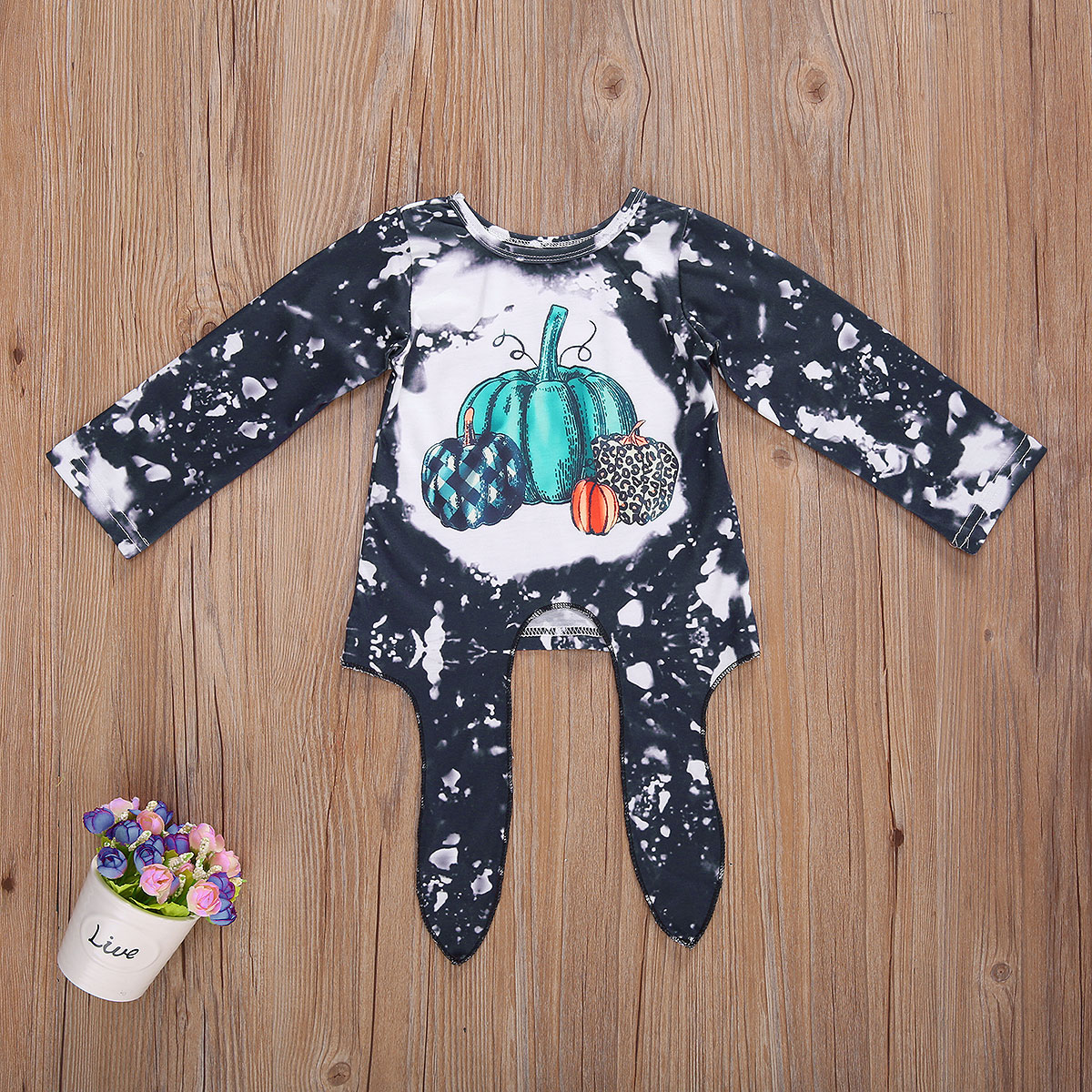 Halloween 1-5Years Kids Baby Lente Herfst Kleding Pompoen Tops Tees Tie-Verven Katoenen Strik Voor Meisjes Jongens