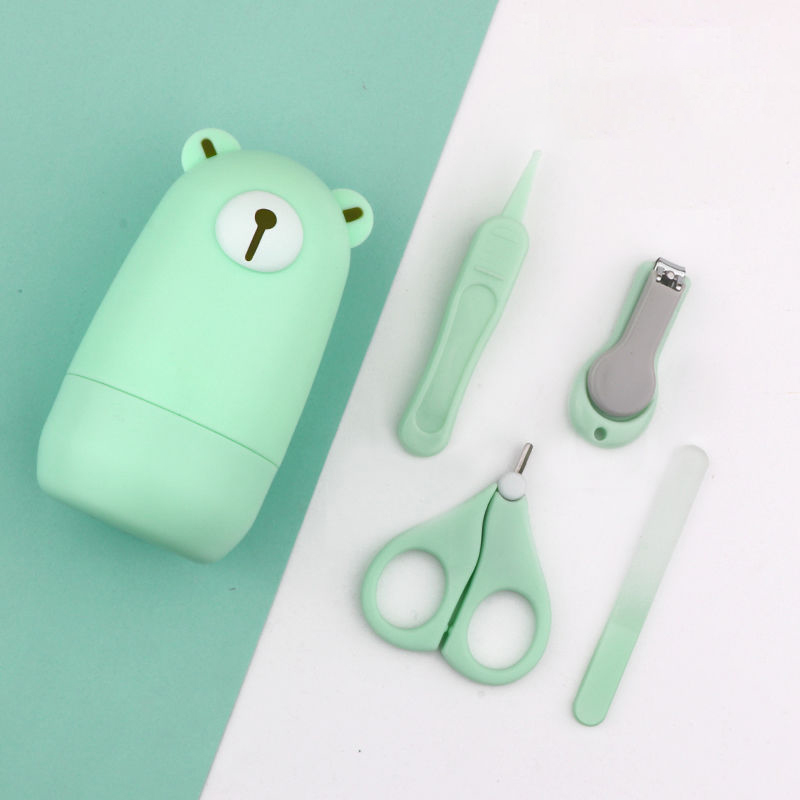 Mondhygiëne Kit Voor Babykamer Baby Nail Cutter Nail File Cutters Draagbare Nail Care Tool Voor Manicure Met Doos Voor pasgeborenen Van 0: Green bear