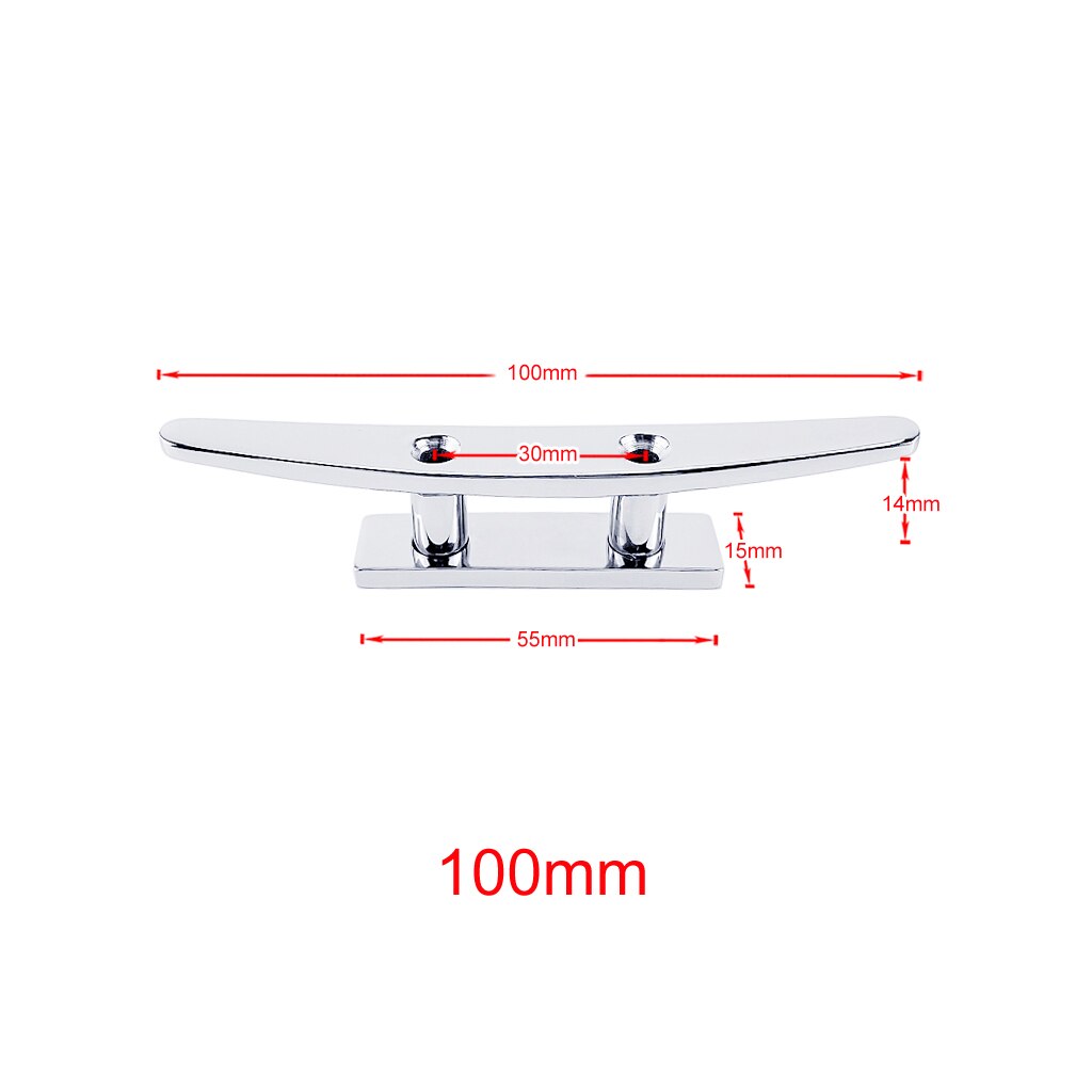 Stainless Steel 316 Low Flat Cleat Boat Cleats Deck Rope Cleat Mooring Dock Cleat Marine Hardware Yacht Accessories Lock bolt: 100mm