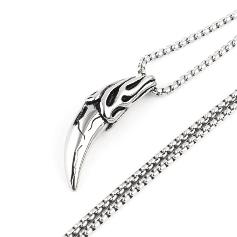 Punk Brave Men Wolf Tooth Pendant Necklaces Women Jewelry Amulet Pendant Chain