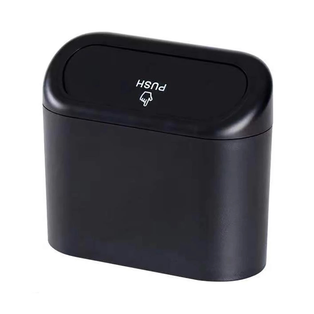 Draagbare Hangende Mini-Auto-Prullenbak, Prullenbak Met Deksel, Voor Auto-Kantoor Thuis, Auto-Opbergbakaccessoires: Black