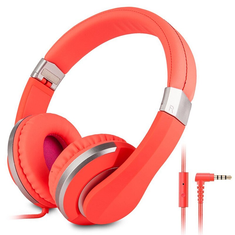 Foovdo hd sound bekabelde hoofdtelefoon 3.5mm kabelheadsets bas hifi geluid muziek stereo oortelefoon oproepheadset pc game muziek: Rood