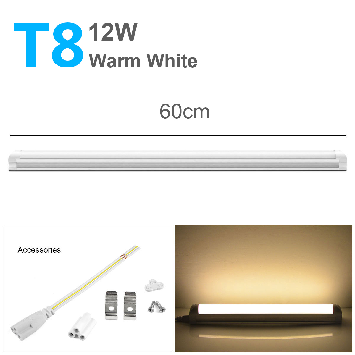 T5 LED Tube Lamp 220V T8 LED Light Bulb Bar Lights 30cm 60cm T5 Tube LED Fluorescent Tube Kitchen indoor Lighting: T8 12W Warm White